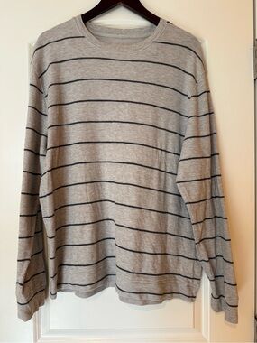Grayers Men's Grey Long-Sleeve Stripe Crewneck Shirt Size XL